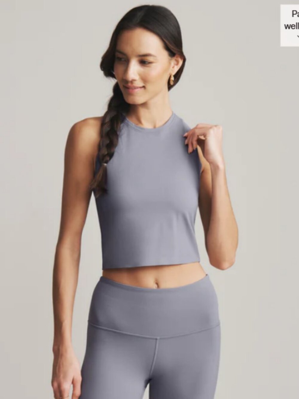 RHONE Serene Fitted Tank Grey Silver Womens Size XS